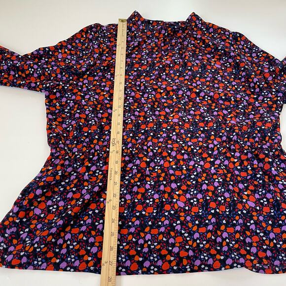 Halogen Size 2X Black Orange Purple Floral Blouse Long Sleeves - Picture 6 of 6